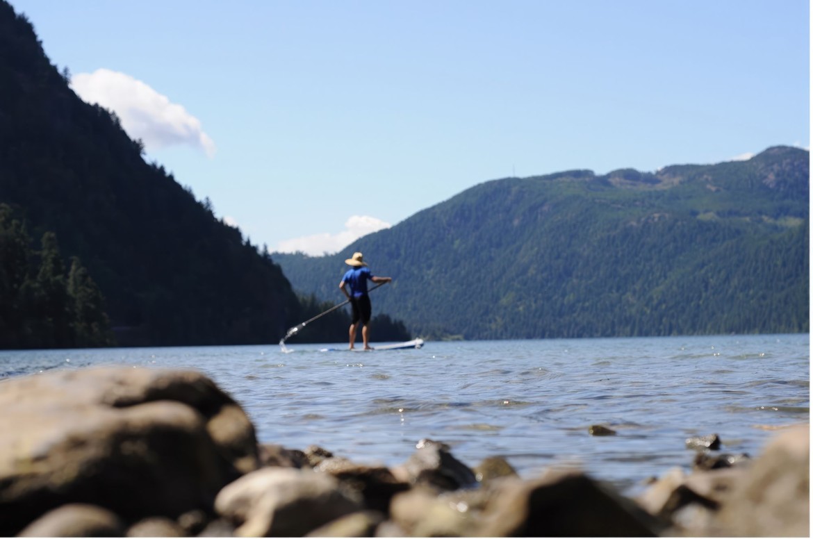 Paddleboarding on Cameron Lake