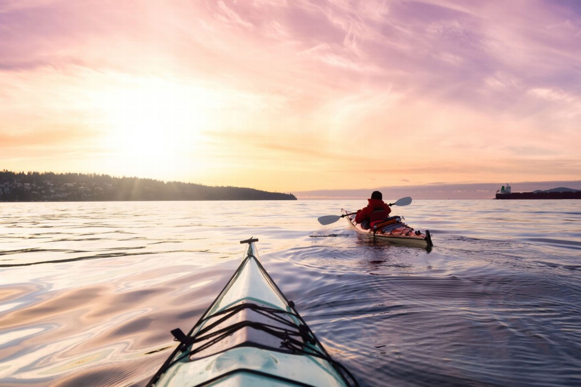 Kayaking off the shores of Parksville