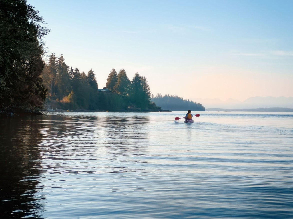 Kayaking along the shore in Oceanside